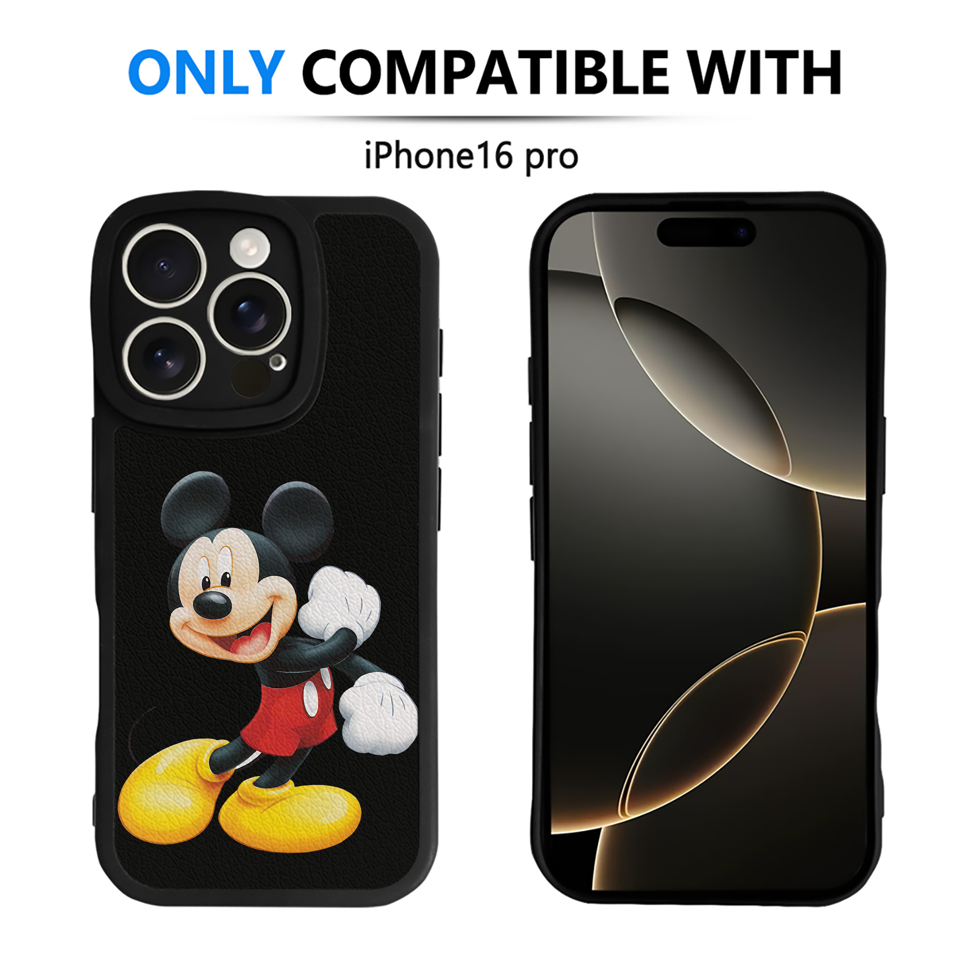 （画像用） ミッキーマウス Mickey Mouse 【iPhone 16シリーズ対応】シリコンスマホケース（レザー調） 材質：シリコン